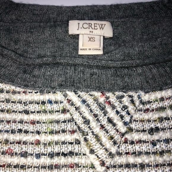 J. Crew Gray and White Crew Neck Sweater - Picture 4 of 7